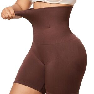 High-Waisted Brown Shapewear Shorts